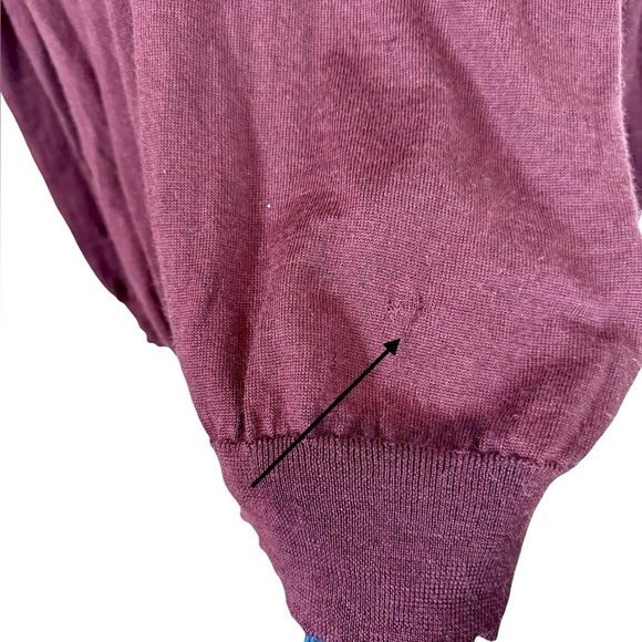 MONCLER Maglione Tricot Girocollo Logo Patch 100% Wool Jumper Sweater Burgundy - Picture 6 of 16